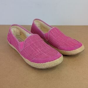 UGG | Delizah Slip-On Espadrille Flats, Raspberry Pink Canvas, Size 7.5